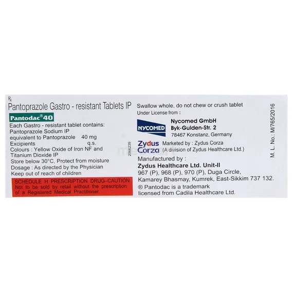 pantodac 40mg tablet 15's